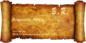 Bagossy Réka névjegykártya